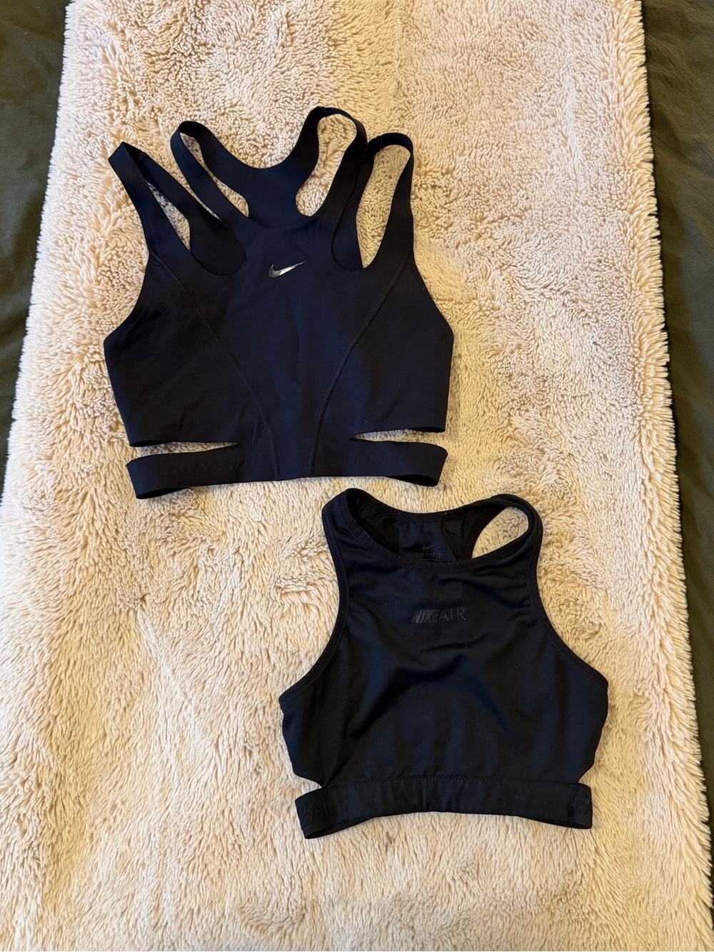 Lot of 2 Nike Black Women's cut out strappy sports bras, XS